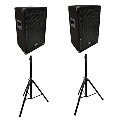 Harmony Audio Venue Series 10" Passive PA Speakers Pair with Tripod Stands | Complete dual live sound rig, quick setup for gigs, rugged portable cabinets, ideal for bands DJs and events, 10 inch size