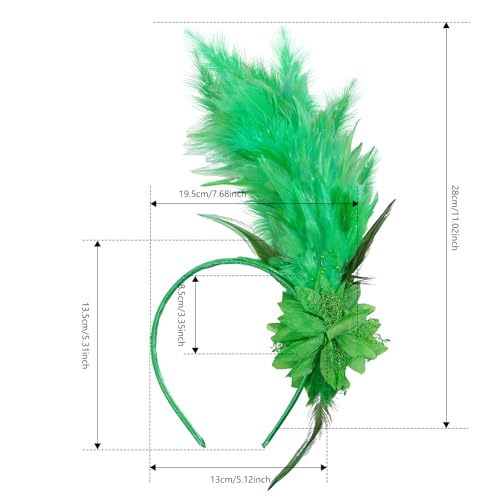 Loieryk Feathers Fascinator Headband 1920s Queen Headpiece Fascinators Hats for Women Tea Party Flower Headpiece - color: Green
