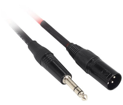 Rockville RCXMB3-R Red 3' Male REAN XLR to 1/4" TRS Cable, 100% Copper | Patch Cable, Balanced Audio, Nickel Plated, 24 AWG OFC, 90% Spiral Shield, EMI/RFI Rejection, Flexible, Low Noise - color: RED