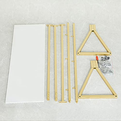 Modern Simple Heavy Duty Metal and Wood Rolling Clothing Garment Rack with Wheel,Creative Commercial Wedding Dress Display Shelf,Floor-Standing Clothes Hangers (Gold with Wood, 47.2" L) - color: Gold with Wood