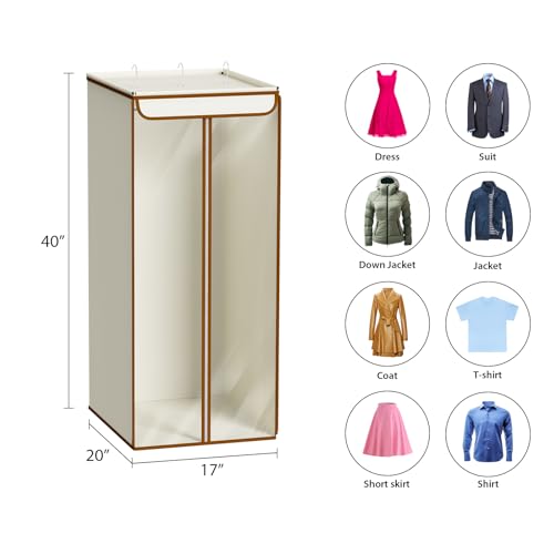 Univivi Garment Bags for Hanging Clothes, Cloth Bag 40 In, 2 PCS, Beige - color: Beige, size: 40"-2PCS