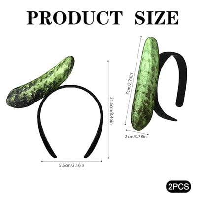 2 Pcs Cucumber Pickle Headbands,Pickle Headwear,Cute Food Shaped Hair band for Women,Vegetable Hair Hoop for Face Washing,Food Headpieces for Halloween/Cosplay/Parties