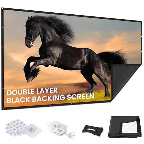84 Inch Projector Screen with Black Backing, Foldable 16:9 | Black-backed polyester screen with straight edges; washable and wrinkle-resistant for home theaters and outdoor movie nights. - size: 84'' Diagnol