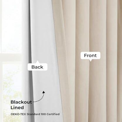 HPD Half Price Drapes Signature Grommet Blackout Velvet Curtains 84 Inches Long Heat & Full Light Blocking Blackout Curtains for Bedroom & Living Room (1 Panel), 50W x 84L, Ecru - color: Alabaster Beige, size: 50"W x 84"L (Pack of 1)