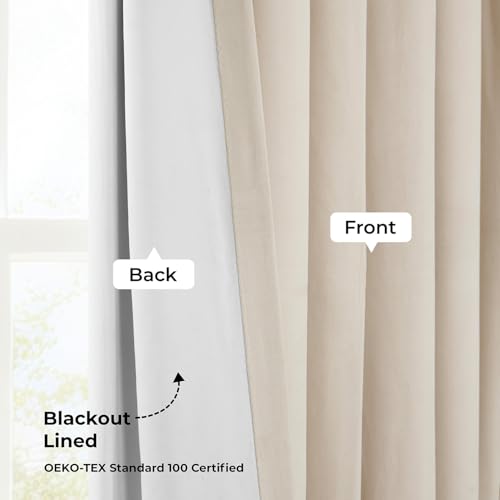 HPD Half Price Drapes Signature Grommet Blackout Velvet Curtains For Living Room 50 X 96 (1 Panel), VPCH-120601-96-GRBO, Alabaster Beige - color: Alabaster Beige, size: 50"W x 96"L (Pack of 1)