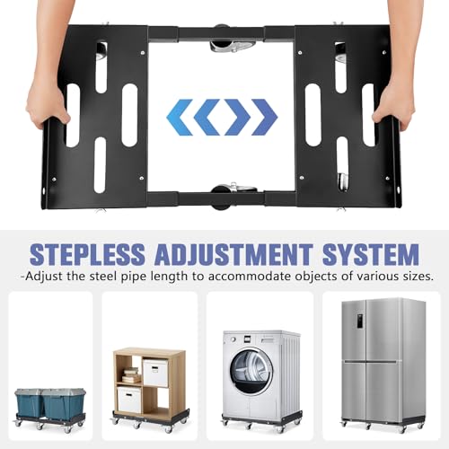 KEDSUM 2000LBS Heavy Duty Moving Dolly with 6 Swivel Wheels, Furniture Dolly with 100% Thicken Steel Frame, Expandable Appliance Dolly Cart Up to 43.6" Wide, All Terrain Used for Building Materials - size: 2.5“ wheel