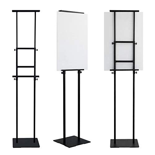 Eocnrhe Heavy Duty Banner Stand with Non-slip Mat Base, Adjustable Pedestal Poster Stand Up to 82 inches, Double Side Show Sign Stand, Connected Show Floor Standing Sign holder for Outdoor Display