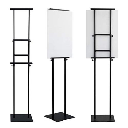 Eocnrhe Heavy Duty Banner Stand with Non-slip Mat Base, Adjustable Pedestal Poster Stand Up to 82 inches, Double Side Show Sign Stand, Connected Show Floor Standing Sign holder for Outdoor Display