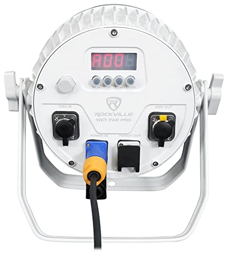 Rockville Wet PAR PRO White Outdoor RGBWA+UV Wall Wash Stage Light | IP54, 12 x 6-in-1 LEDs, 6/10-Channel DMX, Remote, 15/45 Degree Beam, Double Bracket, for Restaurant, Club
