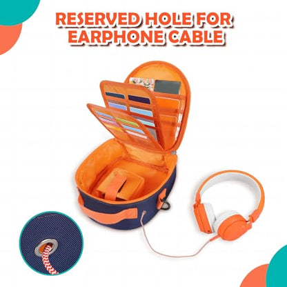 Carrying Case for Yoto Mini 2024 Edition Kids Audio Player & Headphone | Portable Travel Carrier Bag Cover, Up to 30 Cards Storage Box, Handle, Adjustable Strap, Reserved Hole For Cable