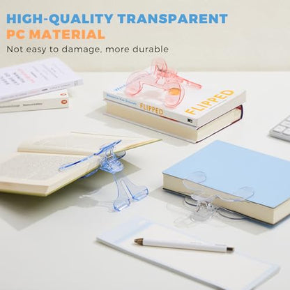 Transparent Book Page Holder, 12° Book Opener Clip | Portable Book Clips to Hold Book Open, Notebook Clips for Reading, Magzines Fixing Manuscripts, Suitable for Teacher Clerk - color: Transparent