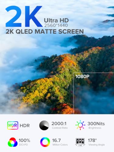 UPERFECT 22" 2K Touchscreen Portable Monitor, 100% DCI-P3 Gaming Monitor | QLED 2560×1440 QHD, HDR, FreeSync, VESA, 180° Adjustable Stand, USB-C & HDMI Touch Display for Laptop, PC & Gaming - size: 22