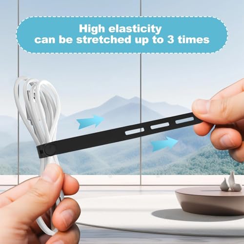 15 Pcs Silicone Cable Ties, Reusable Cord Organizers for Charger Cables, Hair Dryer, Home Office Desk, Flexible Cord Wraps for Electrical Wires Management