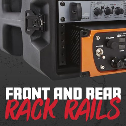 Gator Cases Pro Series 4U Rack Case, Standard 19" Depth (G-PRO-4U-19) | Made in the USA Molded Hard Shell Front & Rear Threaded Rack Rails Side Carry Handles - size: 4U Rack Space, style: Standard - 19" Deep