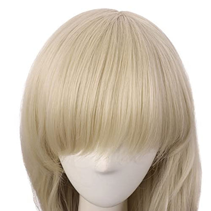 MapofBeauty 28 Inch Long Curly Hair Costume Cosplay Wig, Blonde | 70 cm Wig, Women, Side Bangs, Fashion - color: Blonde