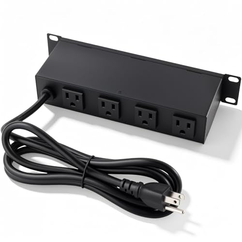 10 inch Rack PDU, 8 Outlets, 15A, 125V, 1875W, Metal Case | Heavy Duty, 4 Front & 4 Rear Outlets, 15A Overload Switch, 1U RackMount, Rear Power Cord, Ideal for 6U+ Mini Server Rack