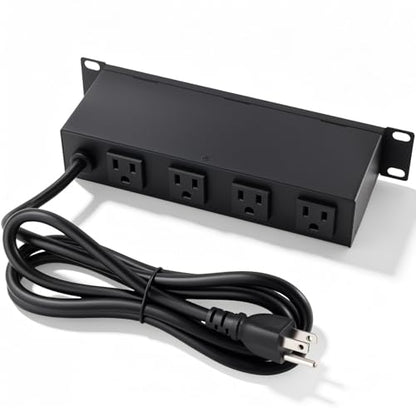 10 inch Rack PDU, 8 Outlets, 15A, 125V, 1875W, Metal Case | Heavy Duty, 4 Front & 4 Rear Outlets, 15A Overload Switch, 1U RackMount, Rear Power Cord, Ideal for 6U+ Mini Server Rack