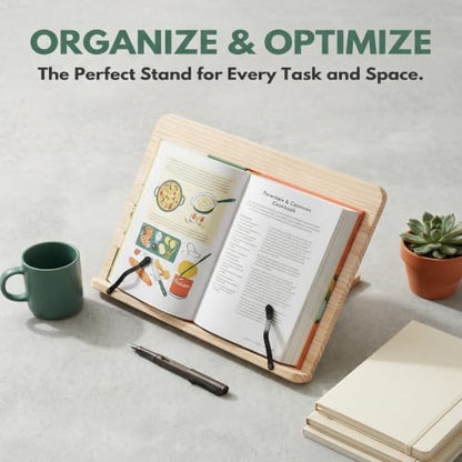 Reading Rack Wooden Bookshelf - Book Stand Foldable with 8 Adjustable Positions and Page Clips,Suitable for cookbooks、iPads、laptops、Sheet Music、and Reading Stands - size: 11x7.9inch