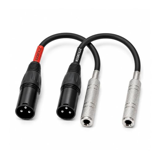 XLR Male to 1/4 Inch TRS Female Patch Cable 6 Inch 2-Pack | Balanced XLR to Quarter Inch Adapter | 20AWG OFC | Studio Mixer Audio Interface Microphone Guitar Amp PA System