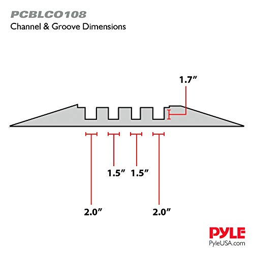 Pyle Hose & Cable Protection Ramp - Extra Heavy Duty Four Channel Extra Large Opening for Water Hose Car Truck Pedestrian Ramp Supports 55000 Lbs, Flip-Open Cover, 31.5” x 23.2” x 3.14” PCBLCO108