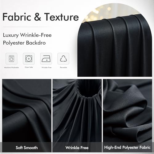 50ftx12ft Black Backdrop Curtain for Wedding Party 10 Panels 5×12FT Tall - color: Black, size: 50ftx12ft (10 Panels W5'xH12')