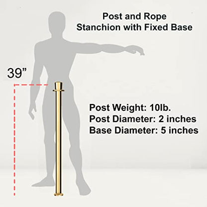 Montour Line CXLineF Post and Rope Stanchion, Fixed Base, (Satin Stainless Steel Post, Crown Top) - color: Crown Top, size: Satin Stainless Steel