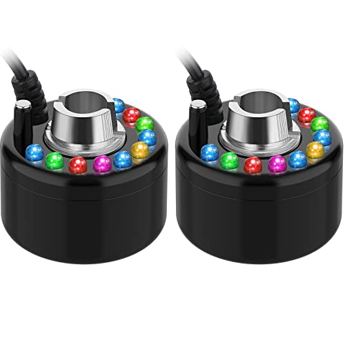 Maitys 2 Pcs Mist Maker Fogger Small Ultrasonic Fog Machine Fountain Halloween Cauldron Mister Fogger Water Garden Pond Foggers Air Humidifier with 12 LED Light Flashes for Party (Light, Plastic)