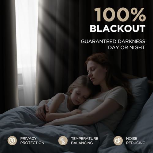Joydeco 100% Blackout Curtains Velvet Black Out Curtain 96 Inch Drapes - color: Beige, size: 52"W x 96"L (Pack of 2)
