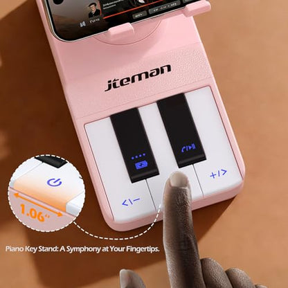 JTEMAN Cell Phone Stand with Bluetooth Speaker and Charging Stand,Piano Keys Design,Music Lovers & Teacher Gifts,Birthday Gifts for Men Women Dad Mom,Cool Tech Gadgets-Pink - color: Pink