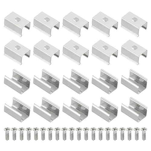 PATIKIL LED Strip Clips, 80pcs Stainless Steel Mounting Brackets Fixing Clip Clamp Support Holder with Screws for 8mm to 9mm LED Strip Lighting Cable - size: 8mm to 9mm