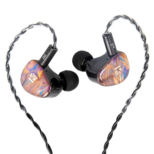 KBEAR KB02 Colorful Resin Shell in Ear Monitor Headphones, Bone Conduction Dynamic Driver Wired Earbuds, IEM Headphones HiFi Earphones with 2Pin 4N OFC Cable 3.5mm Plug for Singers Musicians, Brown - color: Brown