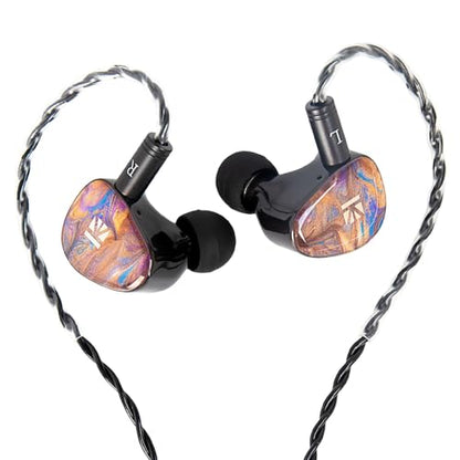 KBEAR KB02 Colorful Resin Shell in Ear Monitor Headphones, Bone Conduction Dynamic Driver Wired Earbuds, IEM Headphones HiFi Earphones with 2Pin 4N OFC Cable 3.5mm Plug for Singers Musicians, Brown - color: Brown