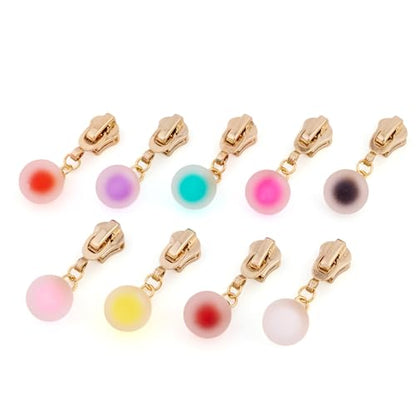 Sparkeads 9Pcs Round Alloy Resin Zipper Replacement Slider,Cute Zippers Sliders for Sewing,Metal Zipper Pull Replacement for DIY Tailor Craft Bag Luggage Clothing Wallet Costume Jacket Supplies-Ball - style: Ball