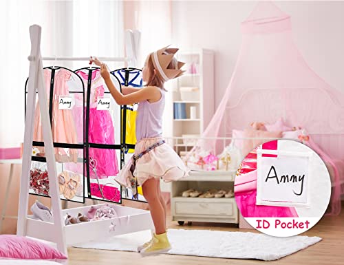 Clear Dance Costume Garment Bag for Dancers 3 Zippered Pockets Kids Embroiderable Competitions Bags, Clothes Cover for Girls Dress(3 Packs)