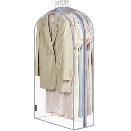 BALEINE 1PK Clear Garment Bags for Hanging Clothes, 40" Dress Suit Bag - color: Clear, size: 40" 10.5" Wide 1PK