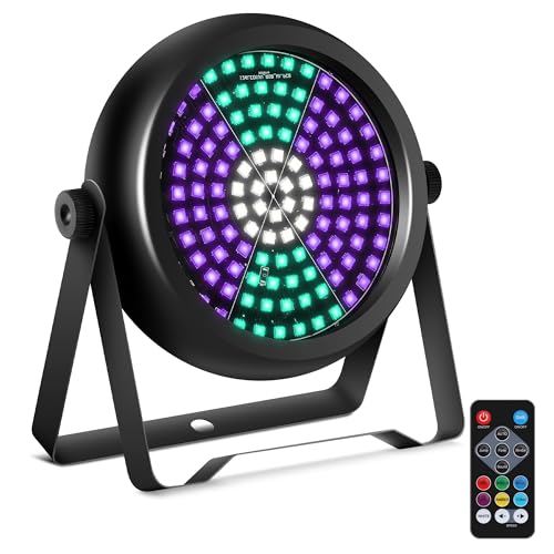 DJ Strobe Light,30W 126 LEDs RGB+W+UV 5IN1 Strobe Lights for Parties DJ Par Can Lights with Remote Control Sound Activated&Speed Control DJ Uplights for Birthday Party Halloween Festival - size: 1Pack Strobe Light