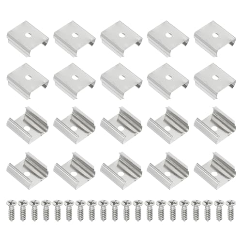 PATIKIL LED Strip Clips, 80pcs Stainless Steel Mounting Brackets Fixing Clip Clamp Support Holder with Screws for 18mm to 19mm LED Strip Lighting Cable - size: 18mm to 19mm