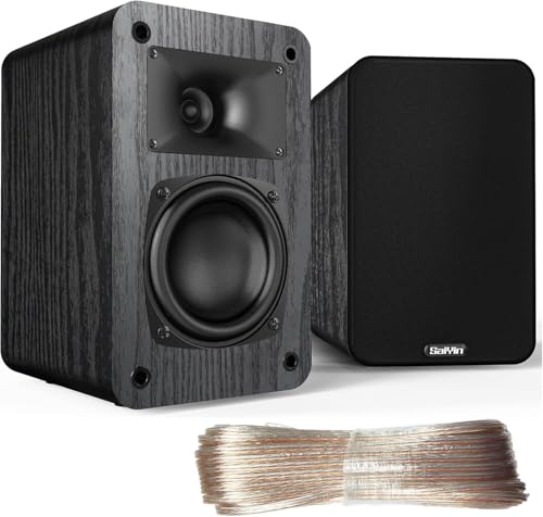 Saiyin Passive Bookshelf Speakers,4Ohm Wall Mountable | Includes 20-gauge OFC Speaker Wire,Needs Amplifier to Operate for Desktop Stereo or Home Theater Surround Sound - style: Include speaker wire
