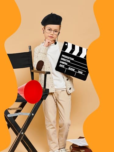 8 Pcs Movie Director Costume Accessories Hat Bowtie Clapboard Megaphone Movie Theater Costume for Adult Halloween Dress Up Career Day Party