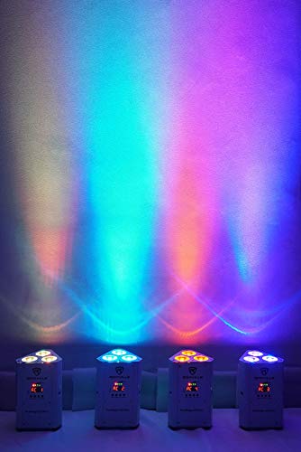 Rockville RockWedge LED 54W RGBWA+UV Rechargeable Wireless DMX Par Light | Built-In 7500mAh Rechargeable Battery, Up to 36 Hours Single Color Runtime, 4 Hour Recharge, 6 or 10 Channel DMX, White - color: White