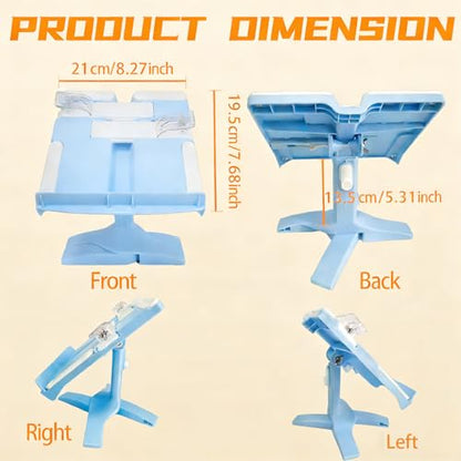 Book Stand for Kids, Adjustable Hands-Free Reading Stand Foldable Desktop Book Stands for Toldlders Student Textbook Recipe Cookbook Sheet Music Document, Home Office Desk Accessory - color: Blue