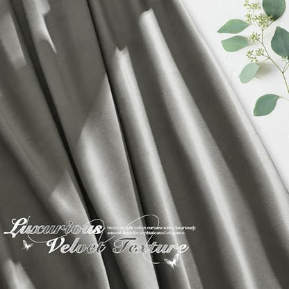 Manyshofu Dark Grey Velvet Curtains, 2 Panels Blackout 52x84 | Luxurious Velvet Feel, Thermal Insulated Noise Reducing, Dual Back Tab And Rod Pocket Hanging, Machine Wash Fade-Resistant - color: Grey, size: 52"W x 84"L (Pack of 2)