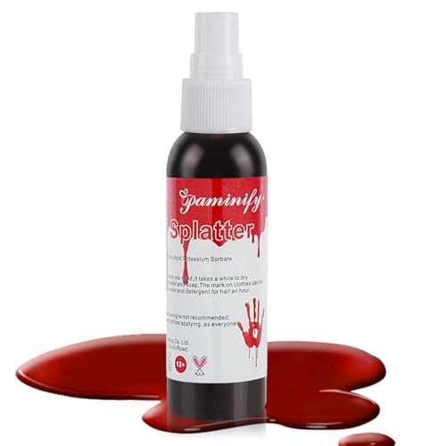 2.1oz Fake Blood Spray, Blood Splatter, Halloween Liquid Blood for Clothes, Zombie, Vampire and Monster SFX Makeup & Theater,Dark - color: fake blood dark
