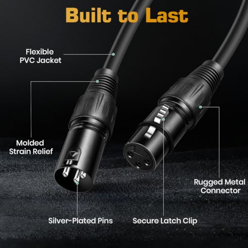DMX Cable 25ft 4 Pack, Klivon 3-Pin DMX Signal Cables for DMX512 Light - size: 3 Pin 25 FT 4 Pack