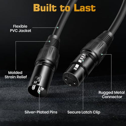 DMX Cable 25ft 4 Pack, Klivon 3-Pin DMX Signal Cables for DMX512 Light - size: 3 Pin 25 FT 4 Pack