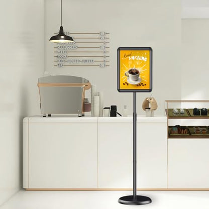 Adjustable Pedestal Floor Stand Sign Holder for 8.5 x 11 inches Poster, Snap open frame, Outdoor Indoor Standing Display Sign Holders. (2 Pack)
