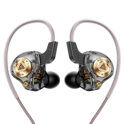 Piluyaa Wired Gaming Headphones IEM Earphones with 1DD，QKZ ENZO in Ear Monitor, HiFi USB C Earbuds, Bass Sound with New 11mm Dynamic Driver for Video Music Gaming (Black) - color: Light BLACK
