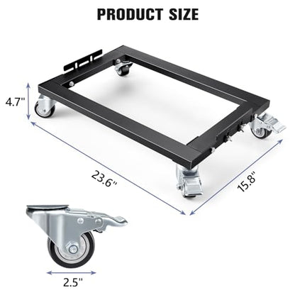 KEDSUM 1800LBS Furniture Dolly Heavy Duty Dolly with Reinforced Steel Frame | 4 Wheels with Brake, All Terrain & Anti-Slip Baffles for Home Moving, Garage, Warehouse, 24 x 16 in, 1 Pack - size: 24 x 16 inch
