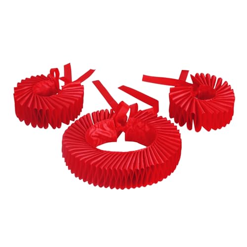 Victorian Renaissance Ruff Collar & Cuff Set - Elizabethan Neck Ruff & Wrist Ruffs, Halloween Costume Accessories for Cosplay - color: Red