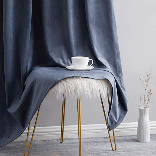 HLC.ME Lopez Velvet Premium Privacy Back Tab Rod Pocket Window Treatment Curtain Drapery Panels for Bedroom & Living Room - Set of 2 Panels (54 x 96 inches Long, Navy Blue) - color: Navy Blue, size: 54"W x 96"L (Pack of 2), style: Back Tab Rod Pocket